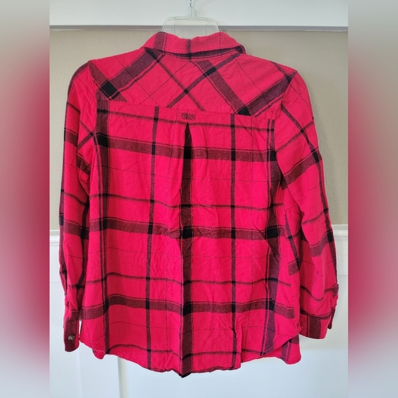 Isabel Maternity, Long Sleeve Plaid Collared Shirt w/Tie Waist, Red/Black, Med - Picture 4 of 6